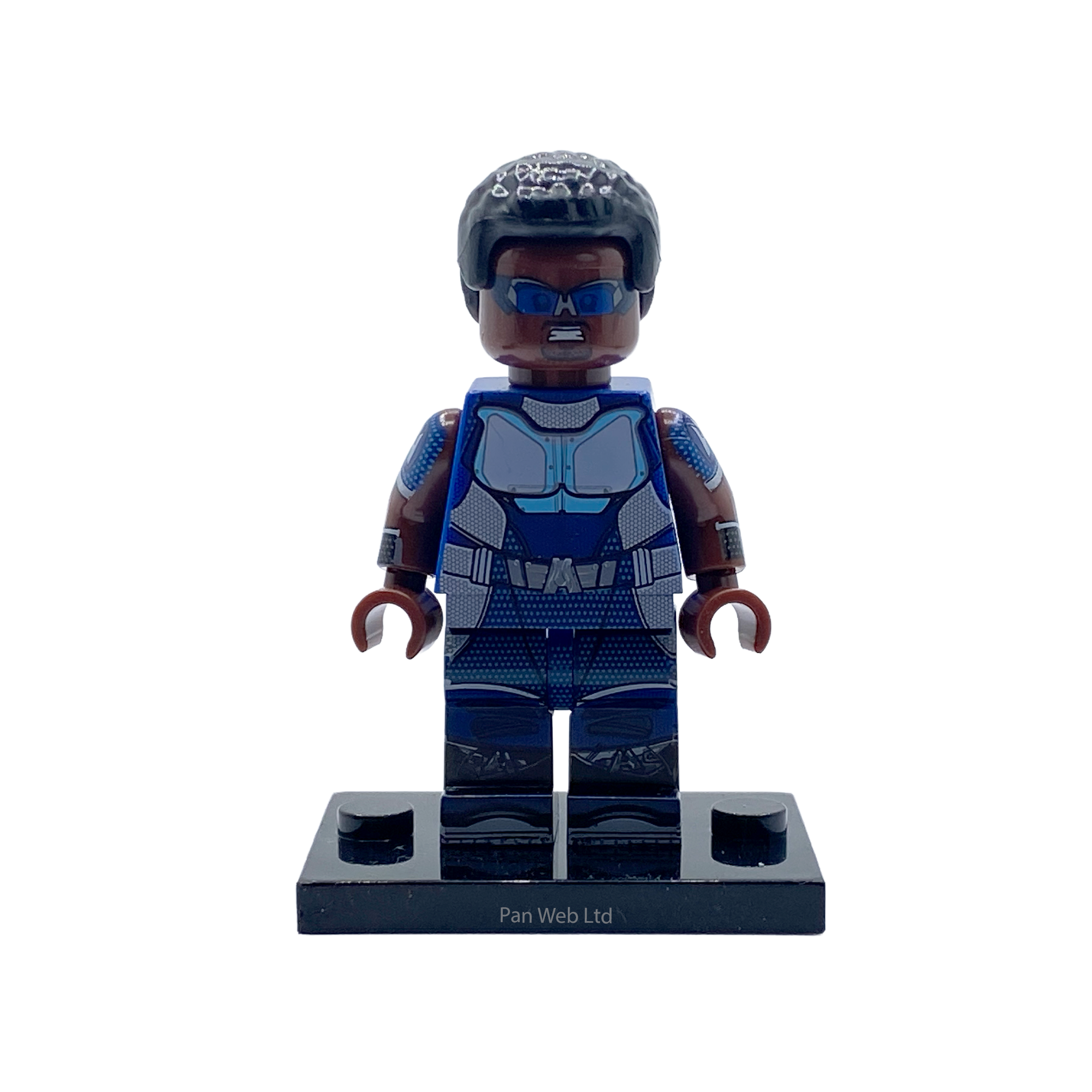 A-Train custom brick figure presented on its display stand