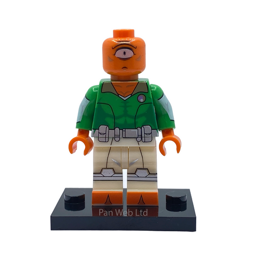 Allen the Alien Invincible custom minifigure in green suit on a black display base