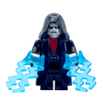 Front view of Emperor Palpatine Custom Brick Figure with Force lightning accessories