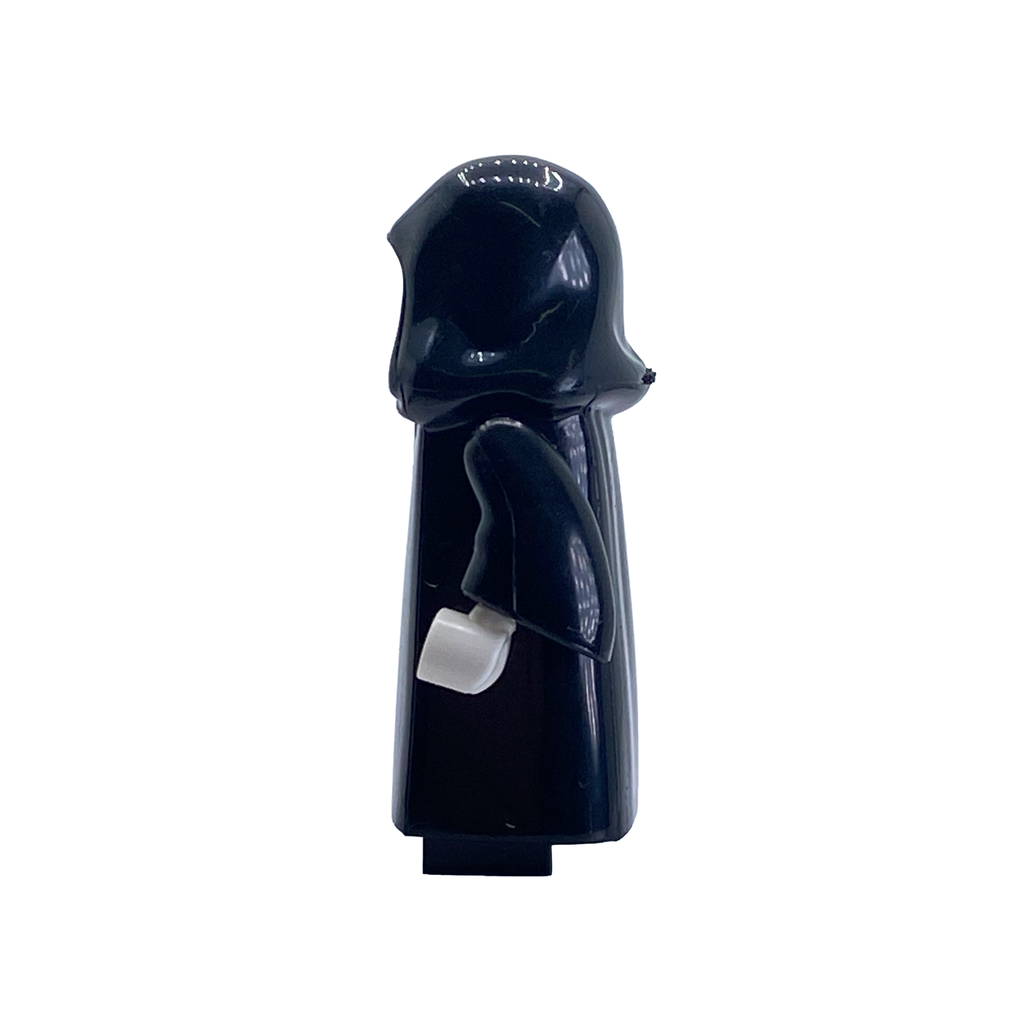 Side view of Emperor Palpatine Custom Brick Figure showing hooded robe detail