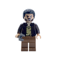 Front close-up of Frenchie custom minifigure holding hammer accessory