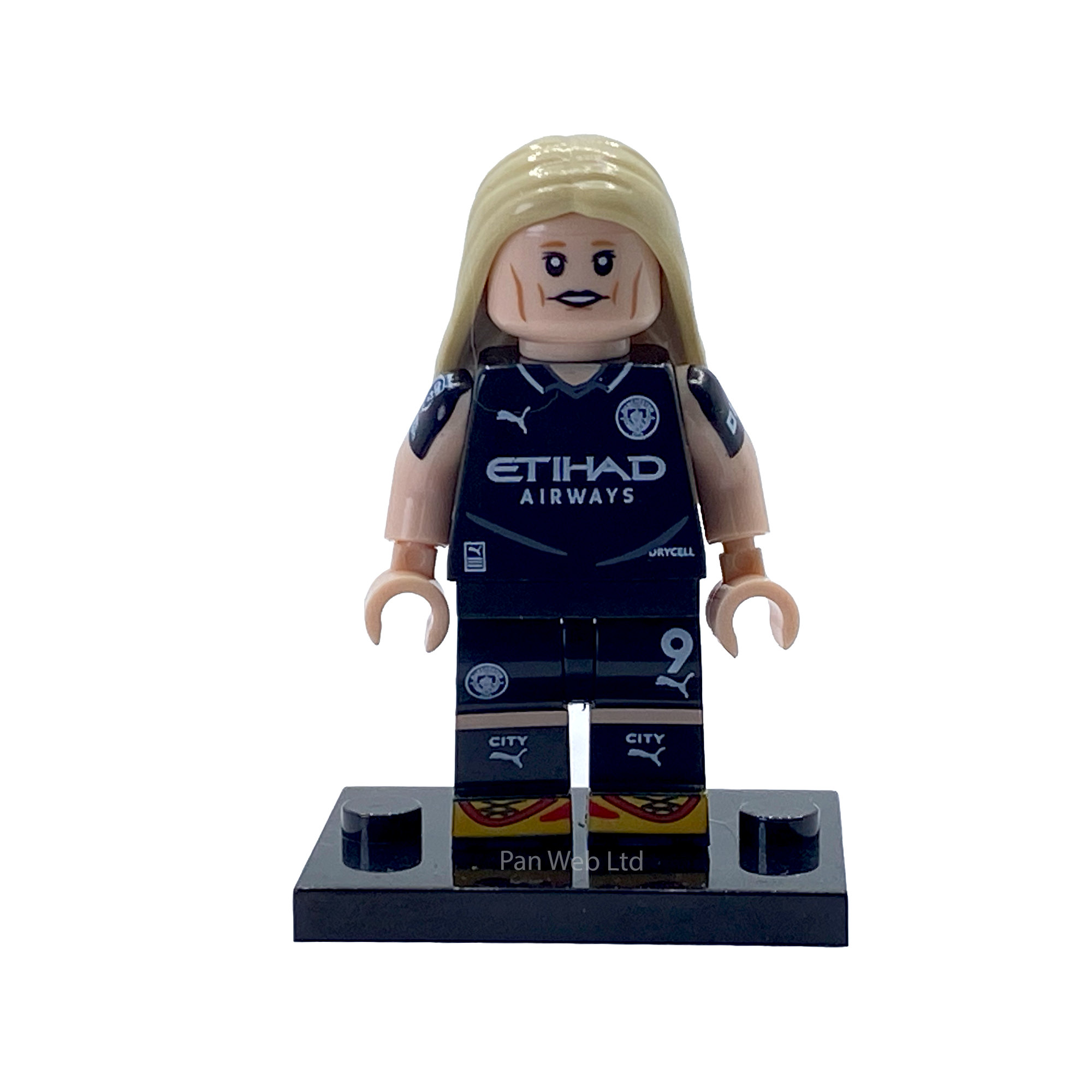 Erling Haaland Long Hair Man City Away Kit Custom Brick Figure