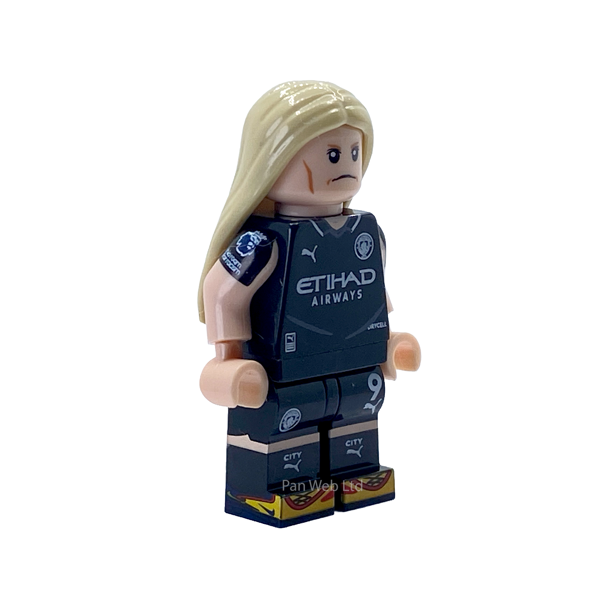 Erling Haaland Long Hair Man City Away Kit Custom Brick Figure