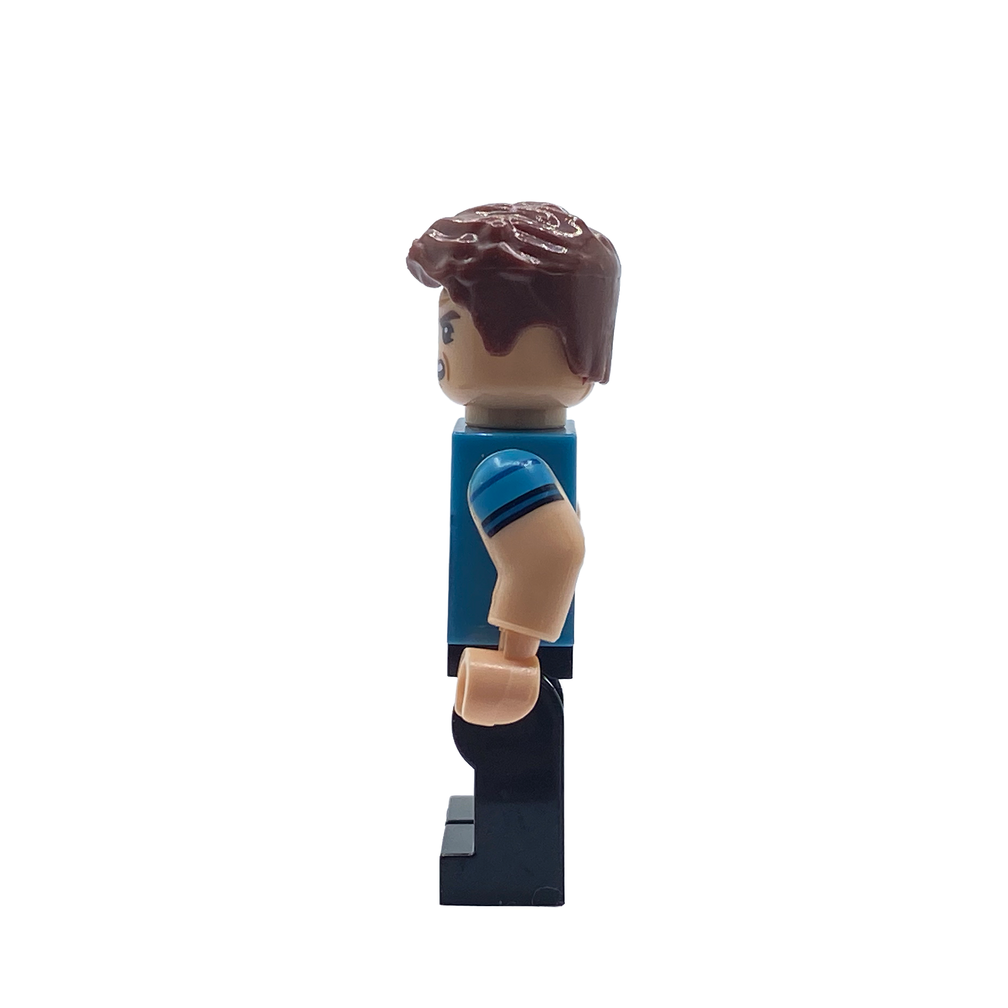 Side view of Hughie Campbell "Wee Hughie" custom brick figure