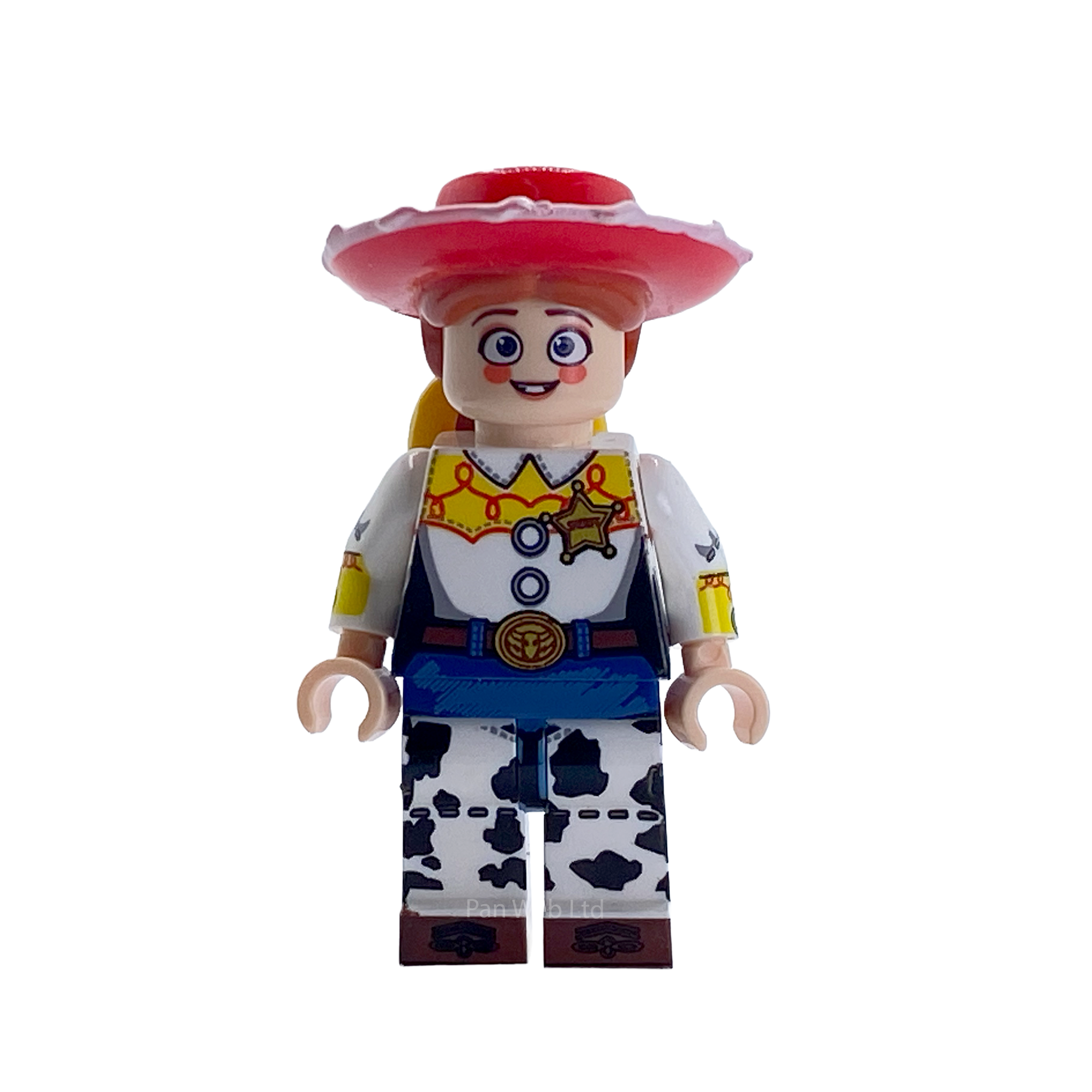 Close-up front view of Jessie Toy Story Custom Brick Figure showing outfit detail