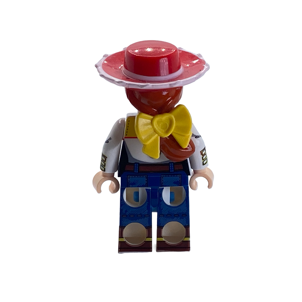 Rear view of Jessie Toy Story Custom Brick Figure showing back detail