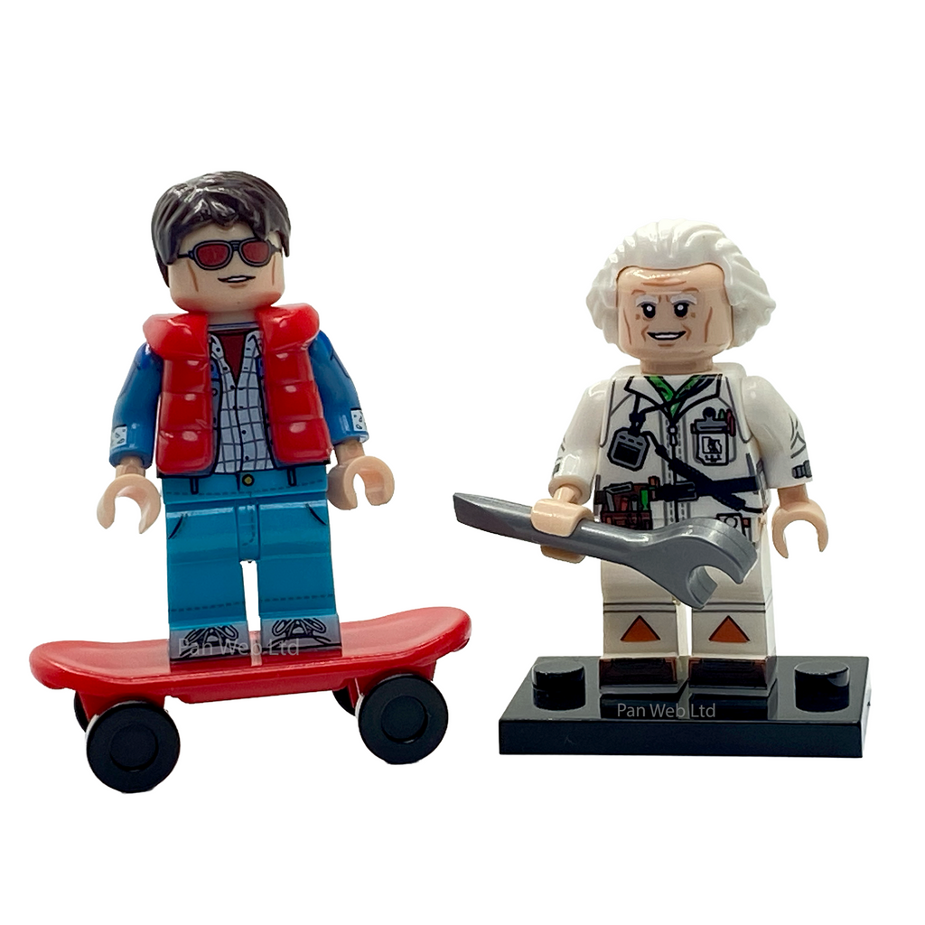 Marty Mcfly and Emmett Brown Custom Brick Figures