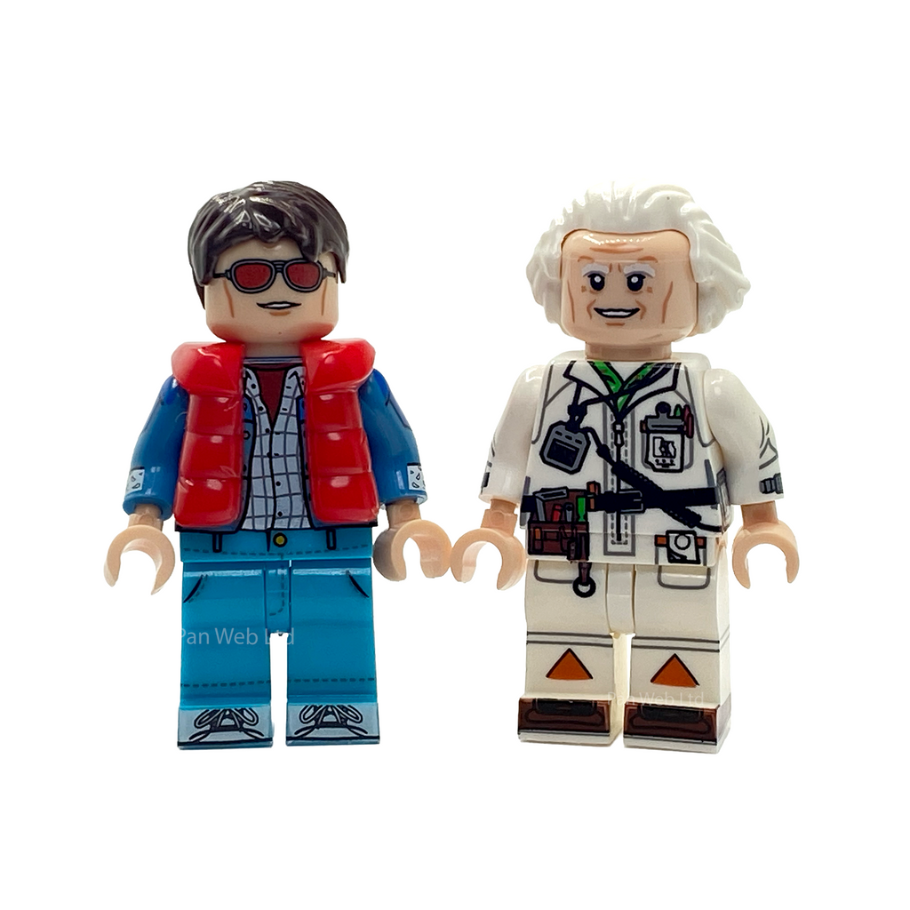 Marty Mcfly and Emmett Brown Custom Brick Figures
