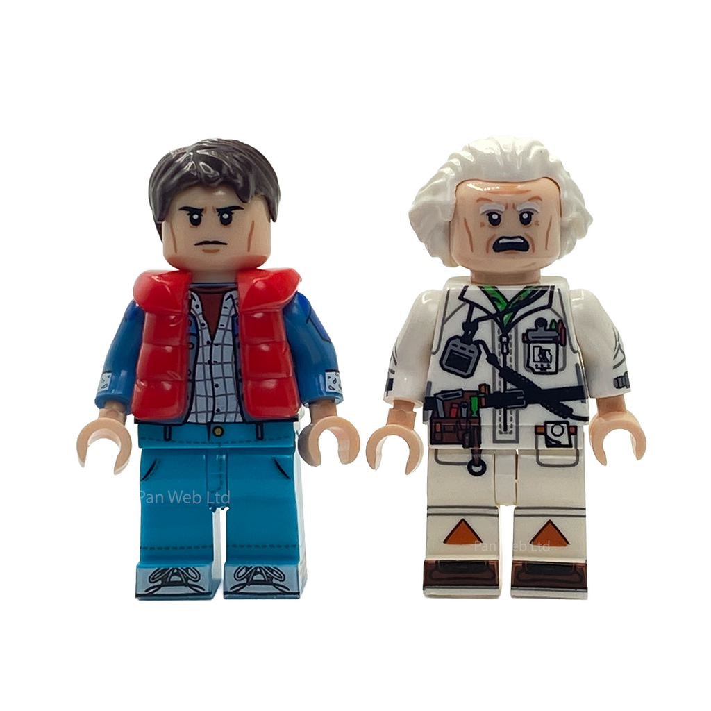Marty Mcfly and Emmett Brown Custom Brick Figures