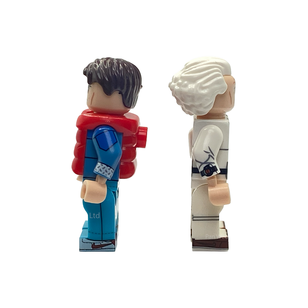 Marty Mcfly and Emmett Brown Custom Brick Figures