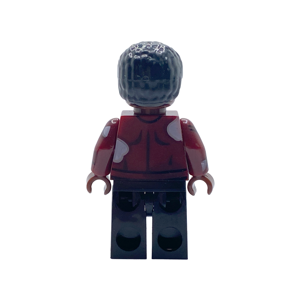 Rear view of Mother's Milk custom brick figure in camo jacket