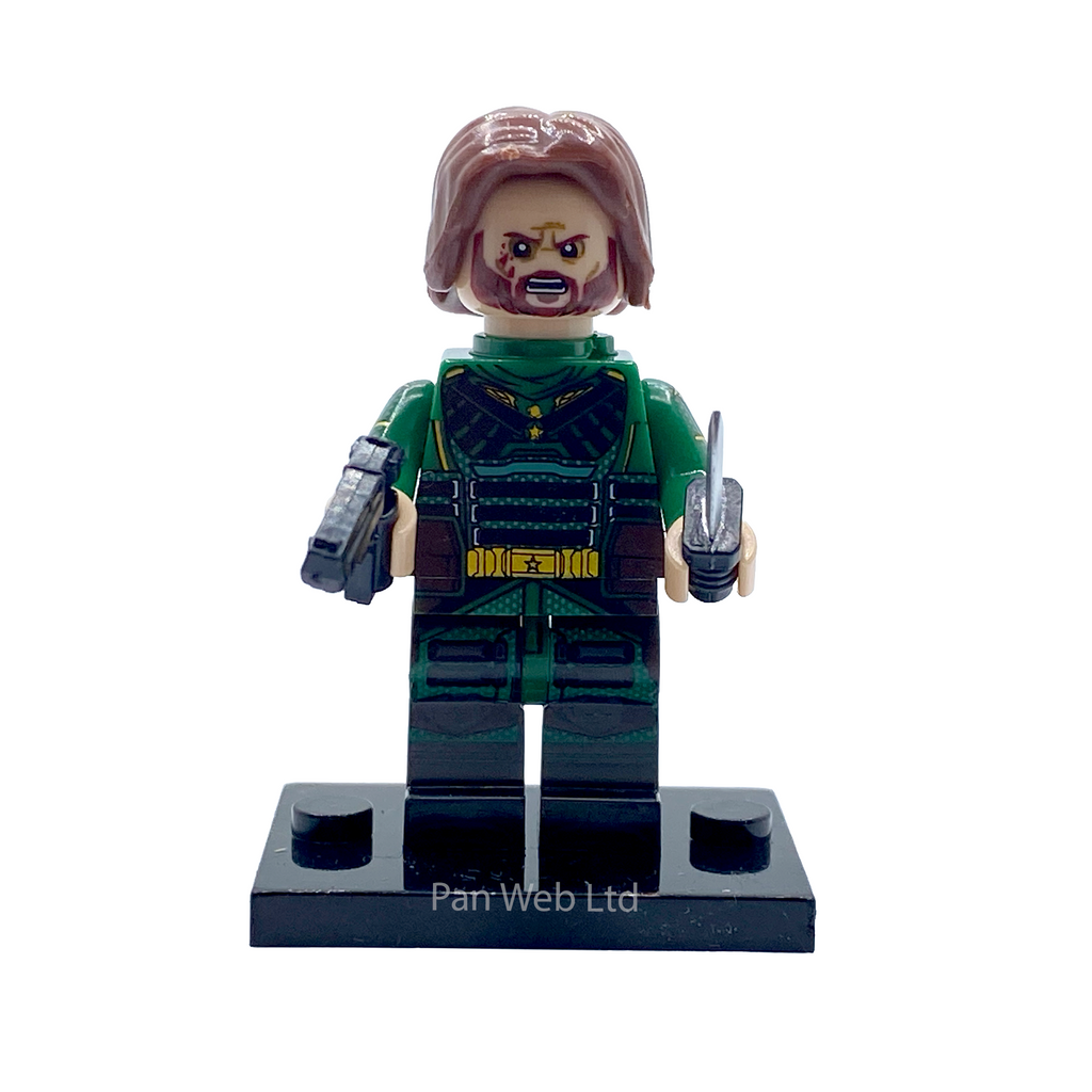 Soldier Boy custom brick figure presented on its display stand