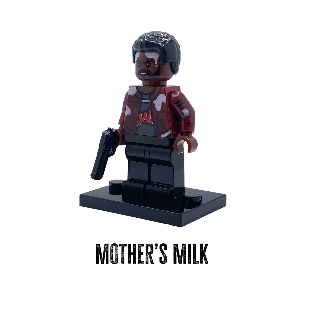Mother's Milk custom minifigure from The Boys on a black display base
