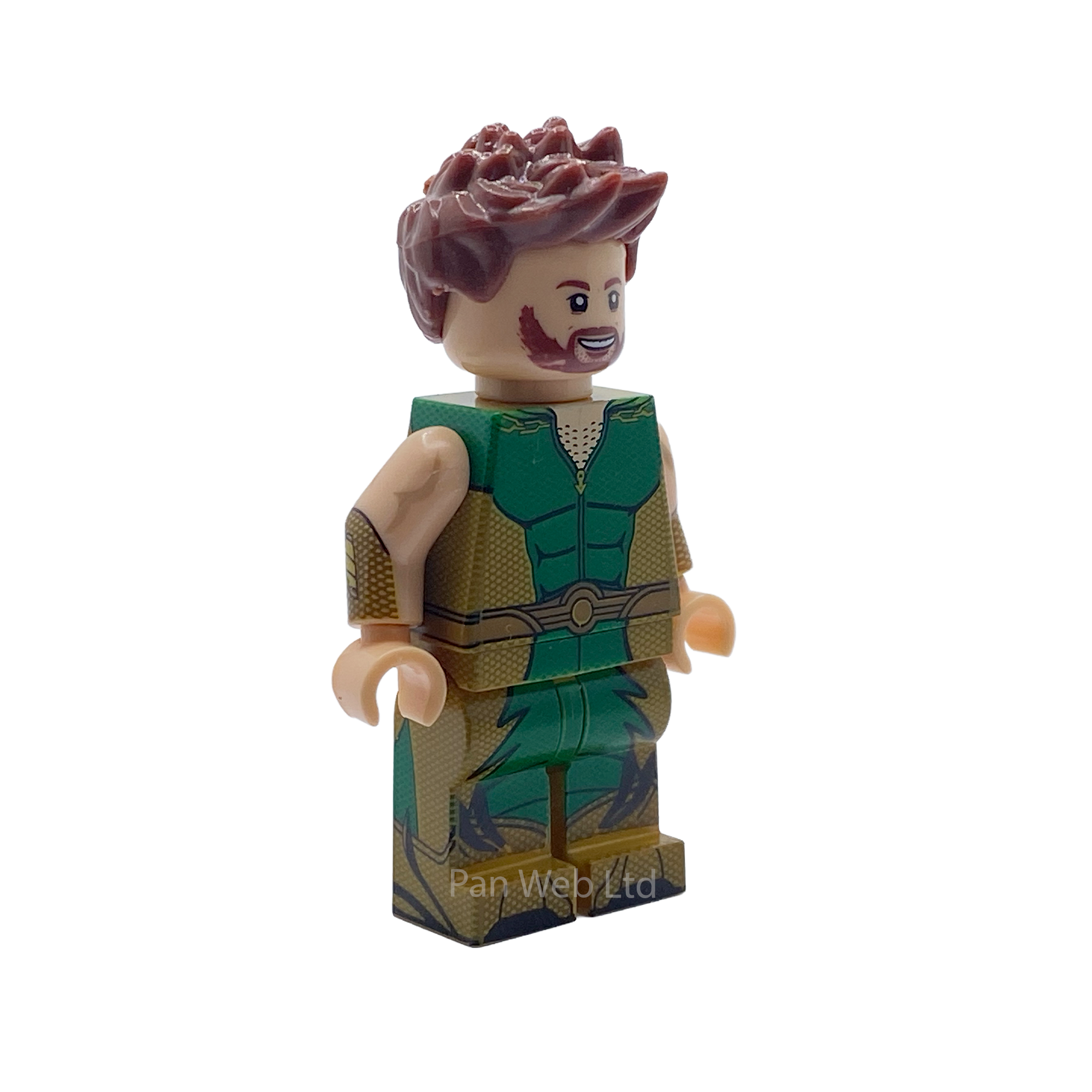 Close-up of The Deep custom brick figure showing face and costume detail